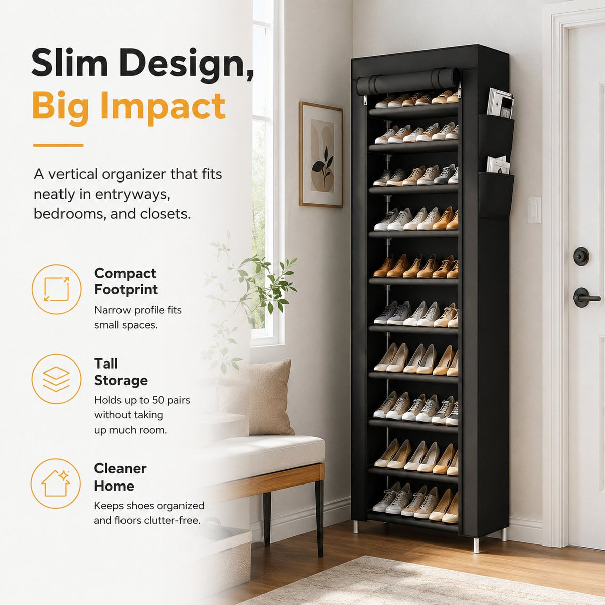 👟 Home Organization Sale 50% OFF — Large Capacity Shoe Storage Cabinet | Multi-Level Entryway Shoe Organizer With Dust Cover