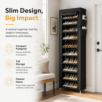 👟 Home Organization Sale 50% OFF — Large Capacity Shoe Storage Cabinet | Multi-Level Entryway Shoe Organizer With Dust Cover