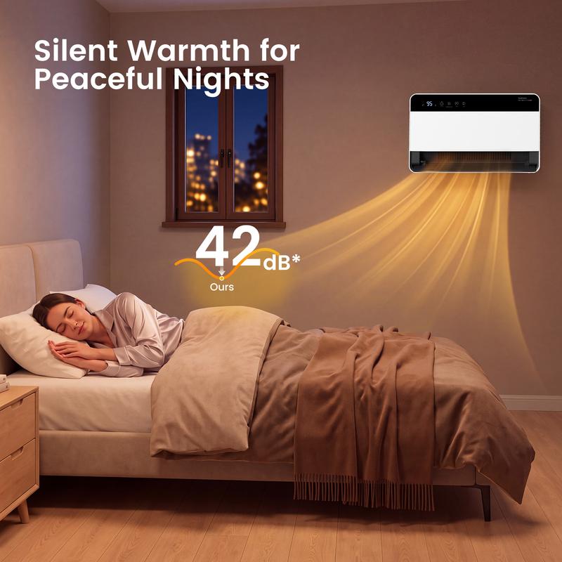 🔥 1500W Wall-Mounted Electric Heater 🏠 60° Swing & Remote Control