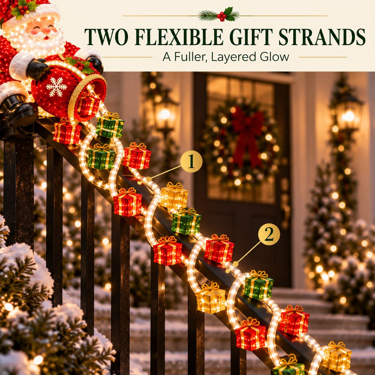 🔥🎅 Santa’s Giftfall Magic™ Cascade Railing Light