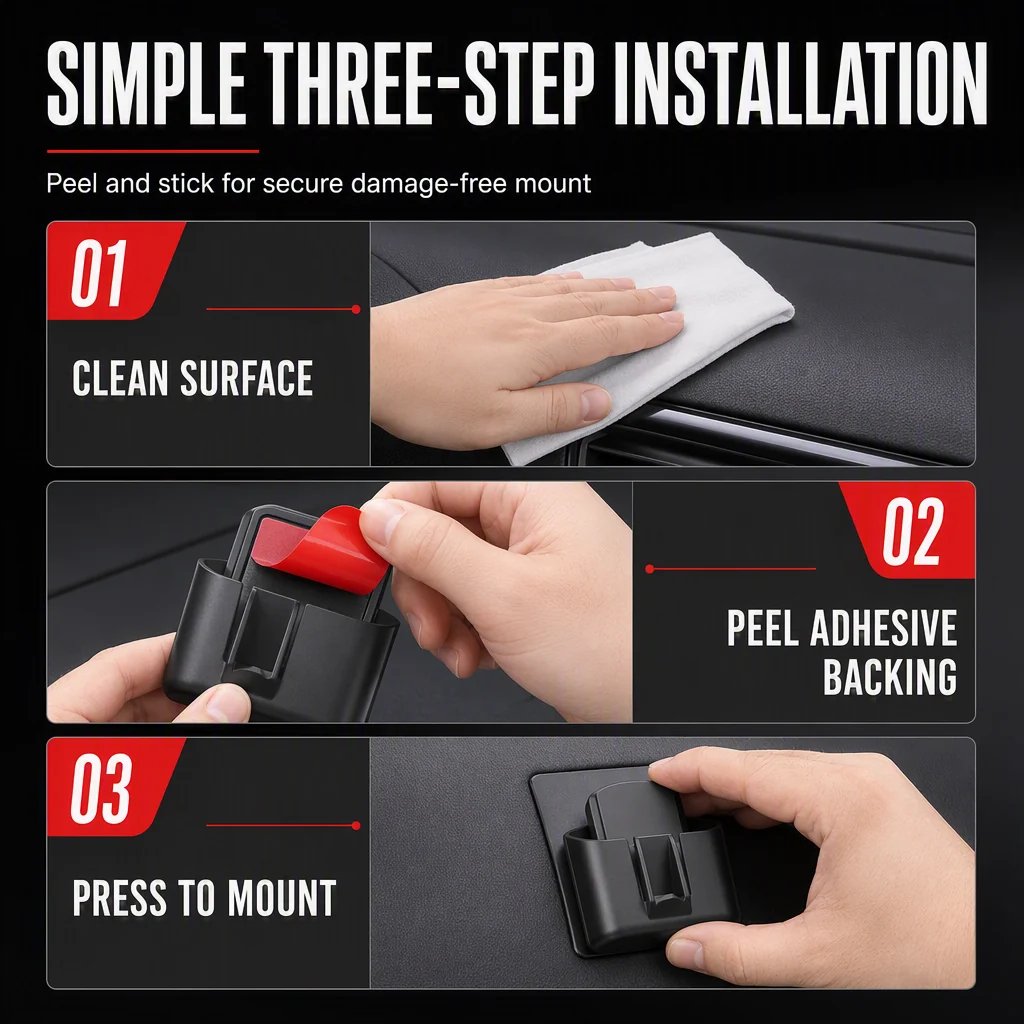 🚗 Car Key Fob Holder with Hook – Dashboard Key & Access Card Organizer