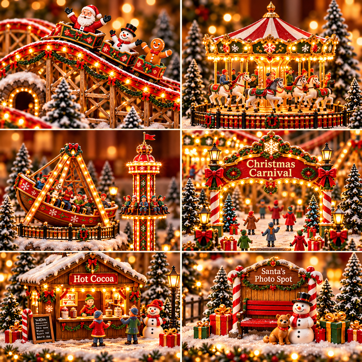🔥 LAST DAY 50% OFF ！！！🎄 Magical Christmas Carnival Village – Animated Roller Coaster & Glowing Lights