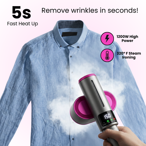 🔥 50% OFF Portable Clothes Steamer 👔 Wrinkles Gone in Just 5 Seconds