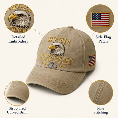 🎖️ DD-214 Veteran Pride Embroidered Baseball Cap with Commemorative Honor Coin 🦅