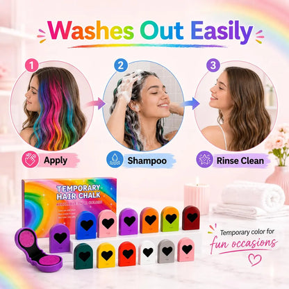 🌈 61% OFF 6/12PCS Temporary Hair Chalk Clips – Instant Washable Color, No Bleach Needed