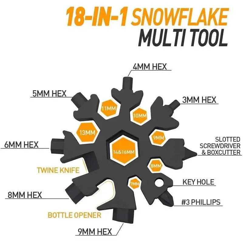 🔥 50% OFF 4 Pack-18-in-1 Snowflake Multi-Tool 🔧 Pocket Wrench, Screwdriver & Opener