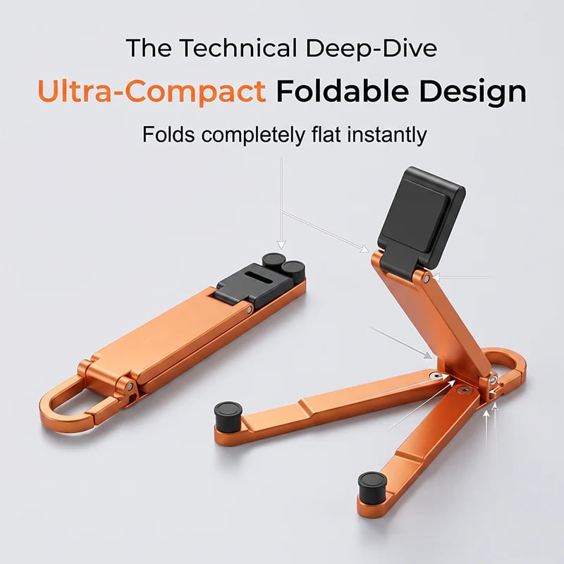 💯🔥HOT SALE 50% OFF🎁📱 Ultra-Compact Foldable Aviation Aluminum Keychain Phone Stand with Carabiner Clip ⚡