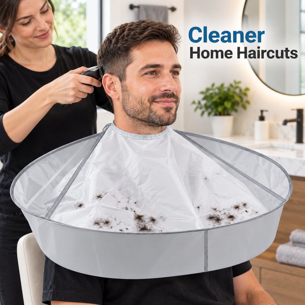 ✂️ 50% OFF Hair Catcher Cape 🧹 Easy-Clean Cape for Home Haircuts