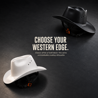 🤠 Cowboy-Style Full-Brim Hard Hat 🛠️ 48% OFF Adjustable Fit with Chin Strap