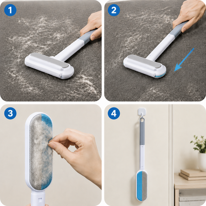 Reusable Pet Hair Remover Brush for Carpets, Couches & Furniture