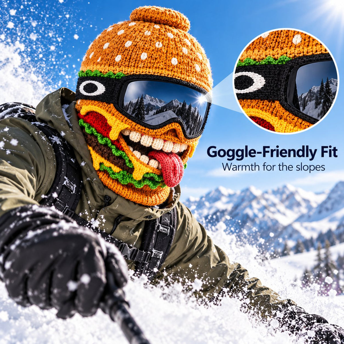3D Fast Food Knit Balaclava - Thermal Ski & Snowboard Mask