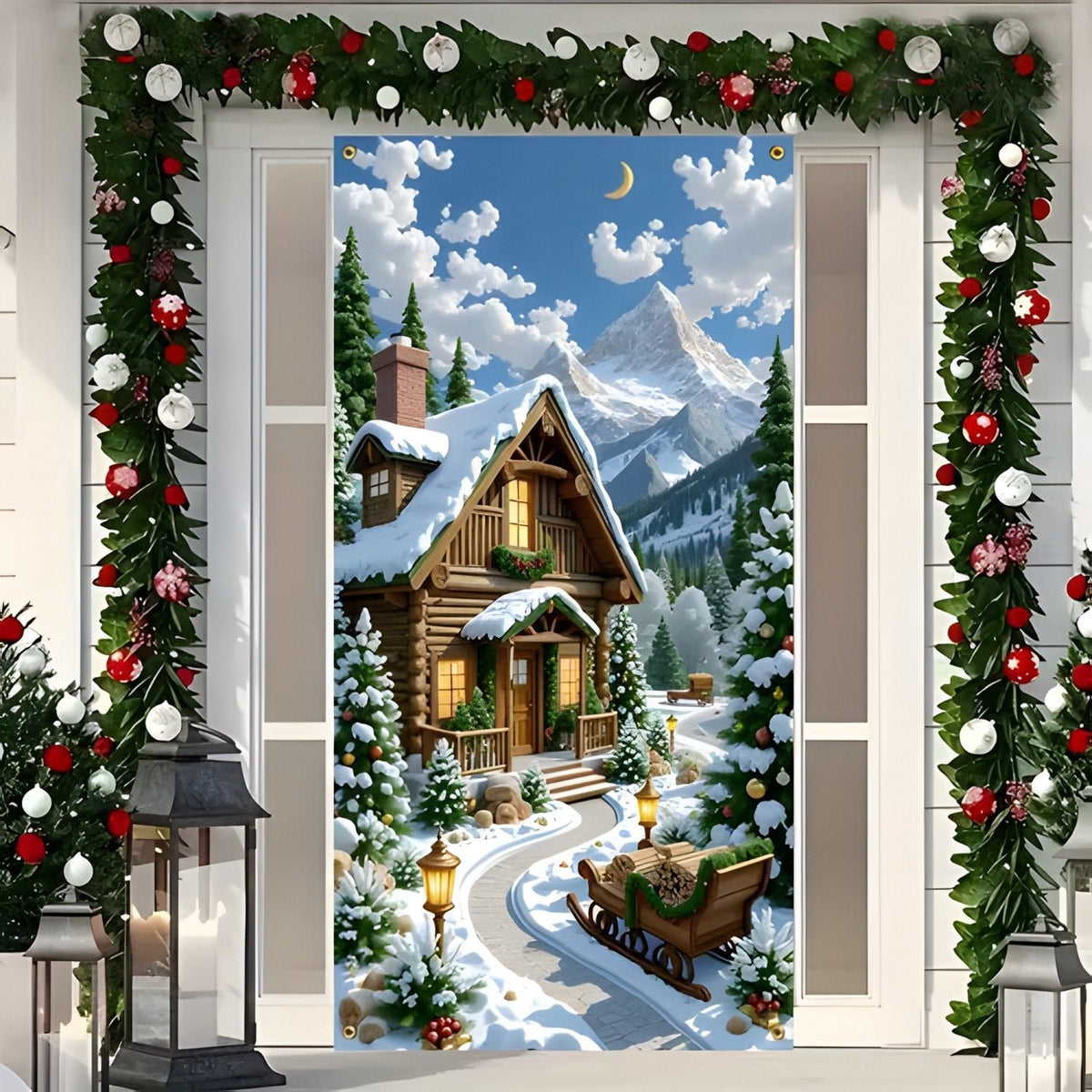 🎅 🚪Santa & Reindeer Christmas Door Cover