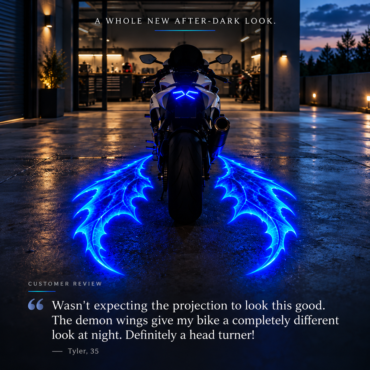🏍️ Motorcycle Wing Projection Lights 🪽 After-Dark Ground Projectors