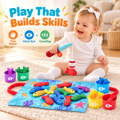 🐟 22-Piece Soft Fishing Toy Set – Color Matching & Early Learning Fun for Babies & Toddlers