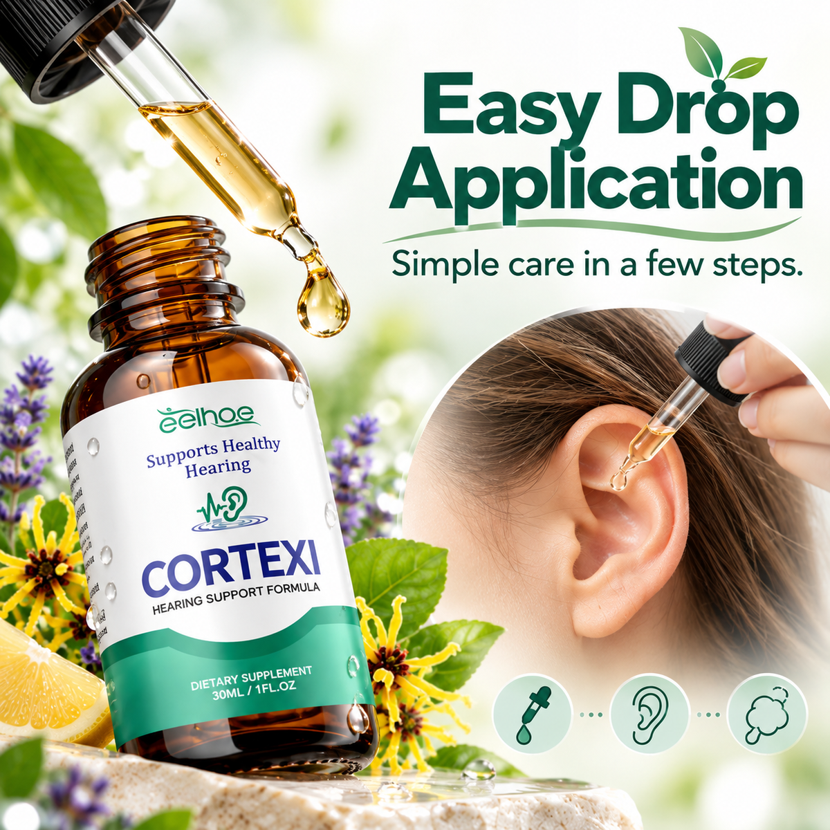 🌿 Natural Botanical Ear Care Drops with Witch Hazel & Lavender for Hygiene 💧
