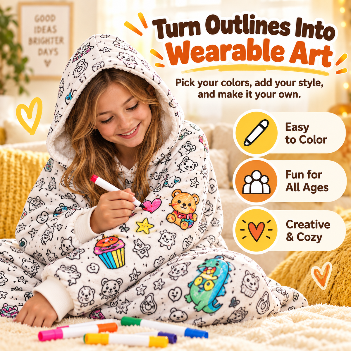 ✨ Wear Your Own Artwork – Cozy Coloring Hoodie for Kids & Adults