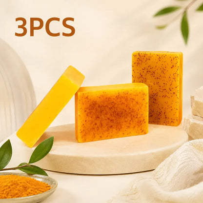 🌿 3PCS Turmeric Cleansing Soap Bars – Gentle Daily Care for Fresh, Soft-Feeling Skin