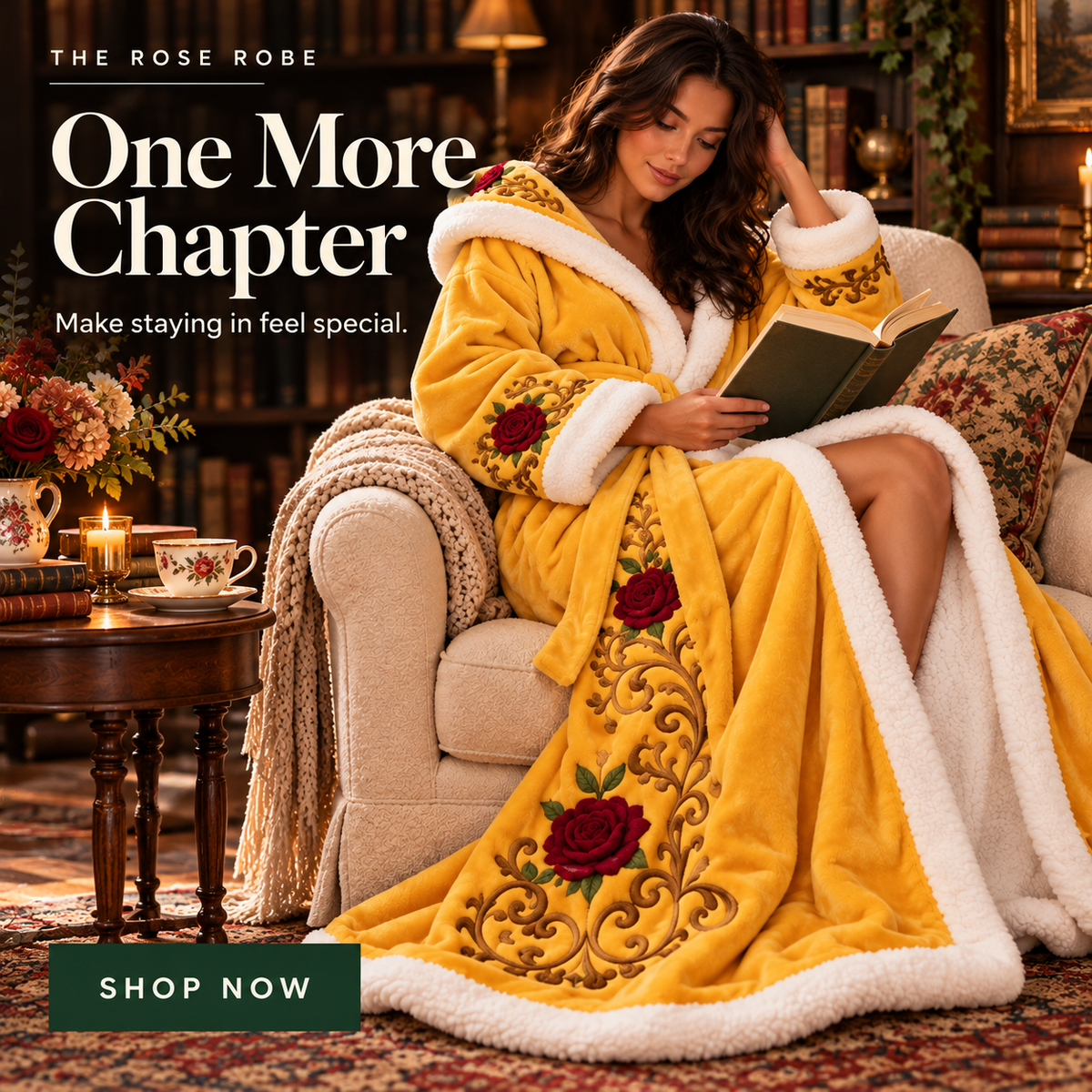 🌸Floral Hooded Robe with Plush Lining
