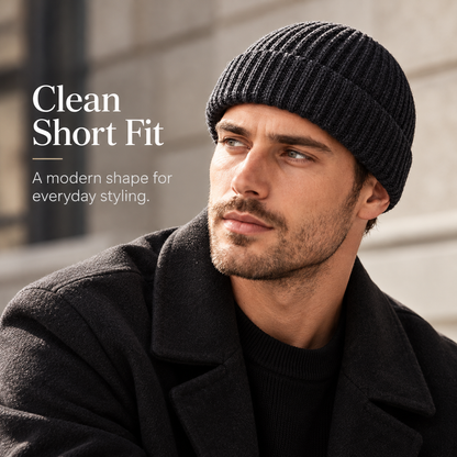 🧶 Minimalist Ribbed Knit Short Fisherman Beanie for Everyday Streetwear ☕