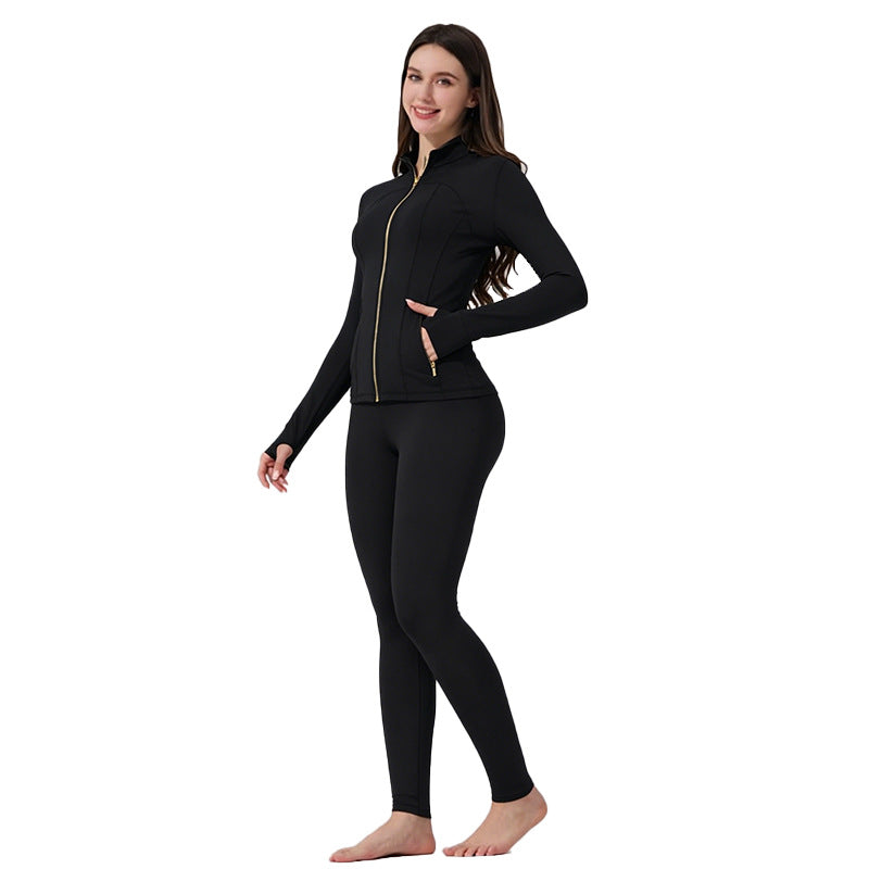 ✨ Sculpt-Seamless 2-Piece Athletic Performance Jacket & High-Waist Leggings Active Set 🏃‍♀️