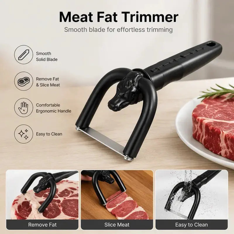 🔥 LAST CHANCE 🥩 Professional Meat Fat Trimmer & Handheld Slicer for Cleaner Steak & BBQ Prep