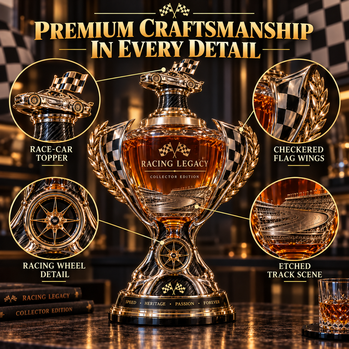 🏁 Racing Legacy Trophy Whiskey Decanter – Collector’s Edition 🏆