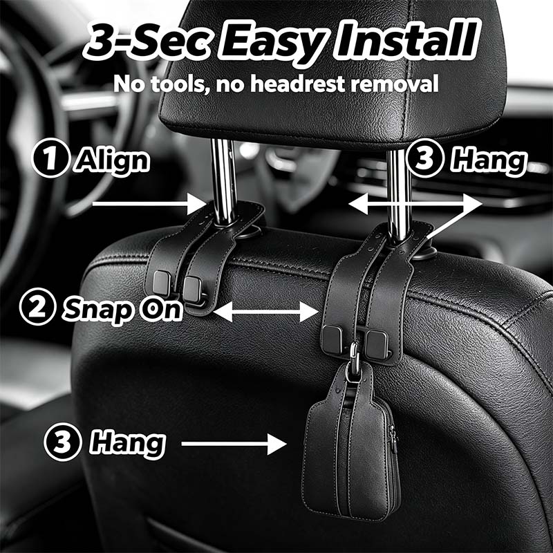 🔥 Save 50% Today 2-Pack Headrest Hooks 🚗 Keep Your Car Organized