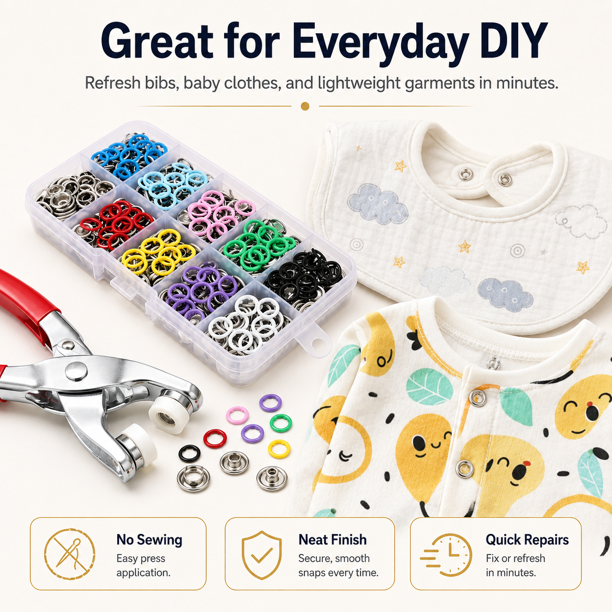 🔥49% OFF -🧵 No-Sew Snap Button Kit – Quick Clothing Repairs & DIY