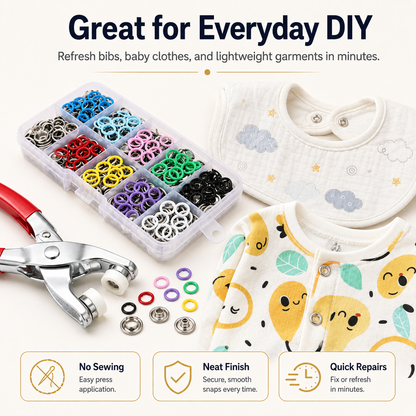 🔥49% OFF -🧵 No-Sew Snap Button Kit – Quick Clothing Repairs & DIY