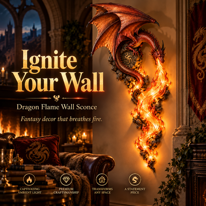 🔥Last Day 49% OFF -🐉 Mythic Dragonfire Guardian Wall Sconce | Dark Fantasy LED Flame Sconce Lamp 🔥