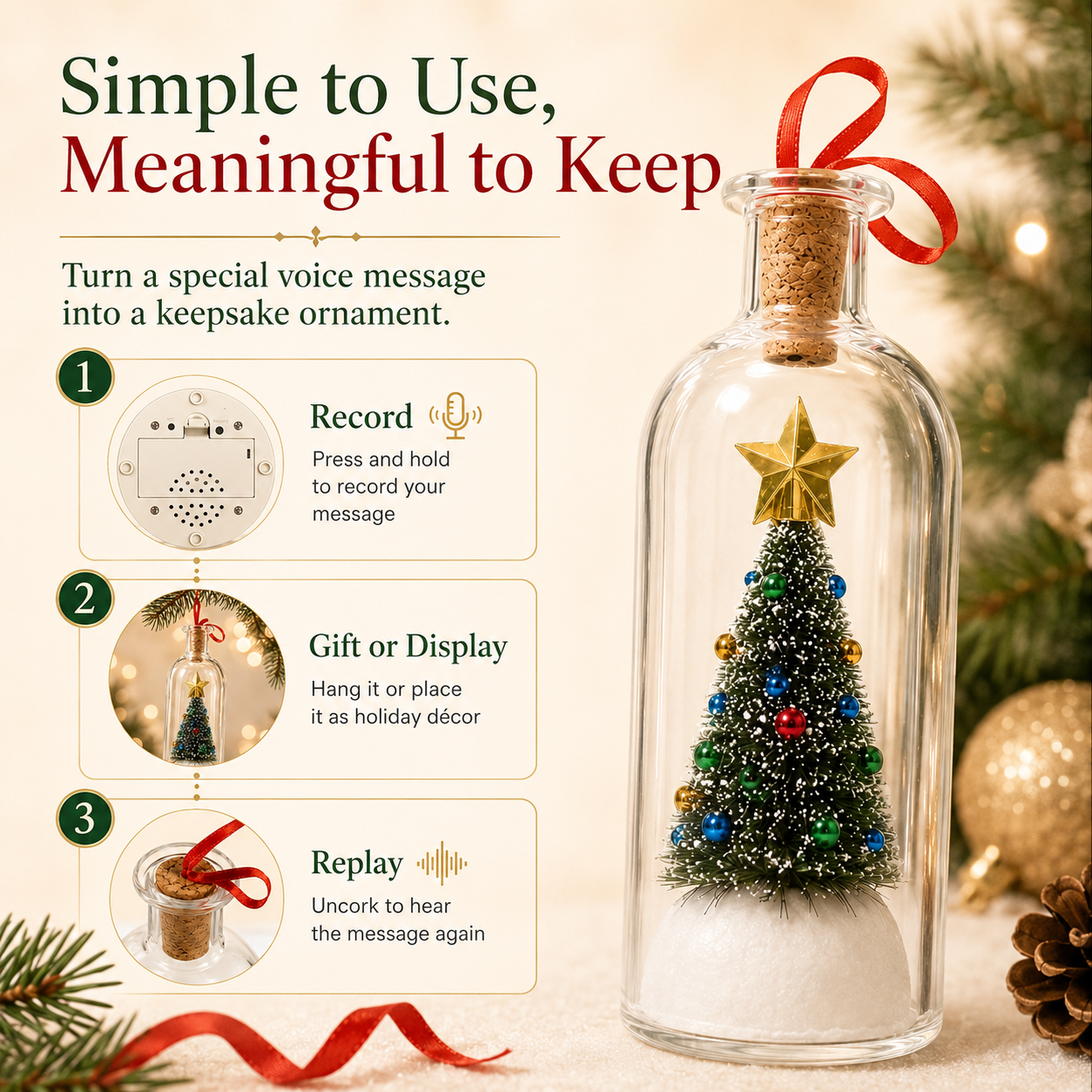 ✨ 50% OFF Personalized Christmas Keepsake Ornament – Record, Gift & Replay 🎁