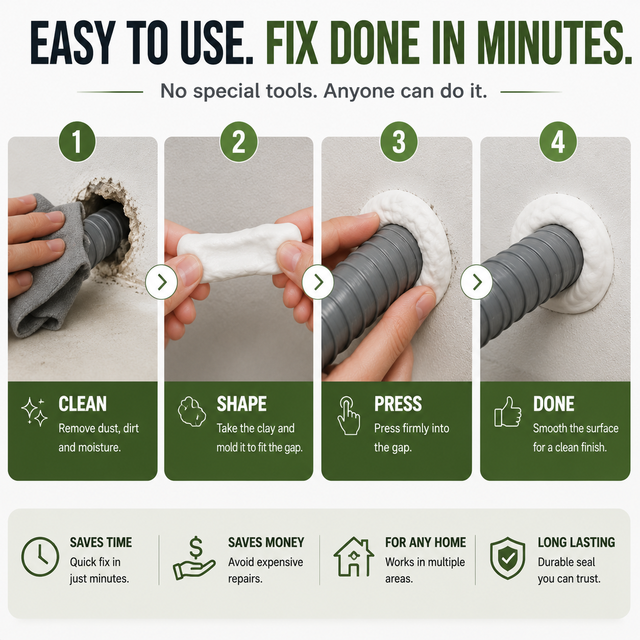 Moldable Sealant Clay – No-Tool Home Gap Sealing Putty