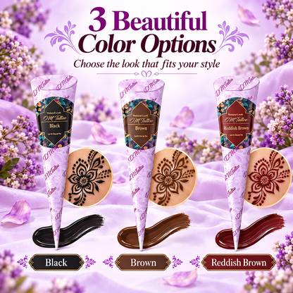 🌸 Henna Tattoo Kit with Stencils – Temporary Body Art Cones for Hands & Creative Designs ✨