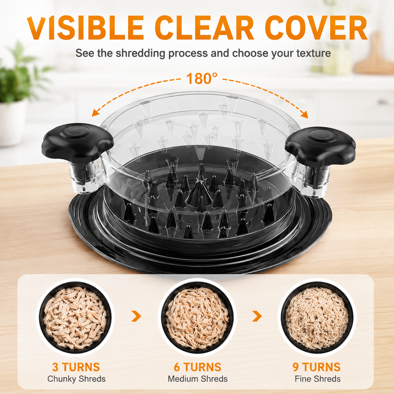 🍗 49% OFF Chicken Shredder Tool – Fast Twist Meat Shredder with Clear Lid