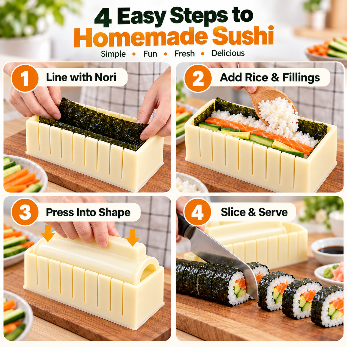 🔥 FINAL HOURS 50% OFF Easy Sushi Maker Mold Kit – Neater Homemade Rolls Without the Mess 🍣