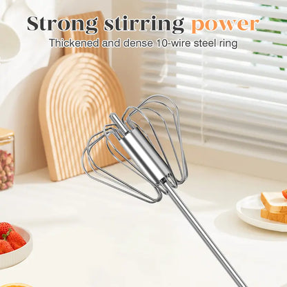 🔥 50% OFF Stainless Steel Hand-Push Rotary Whisk 🥄 Mix Faster in Seconds