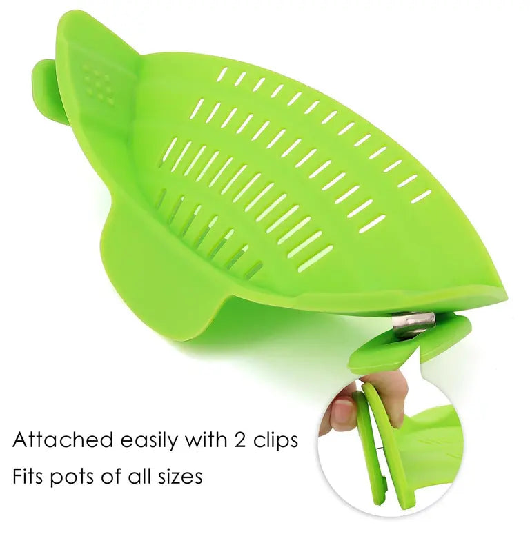 🍝 Clip-On Silicone Pot Strainer – Drain Pasta Fast Without A Bulky Colander