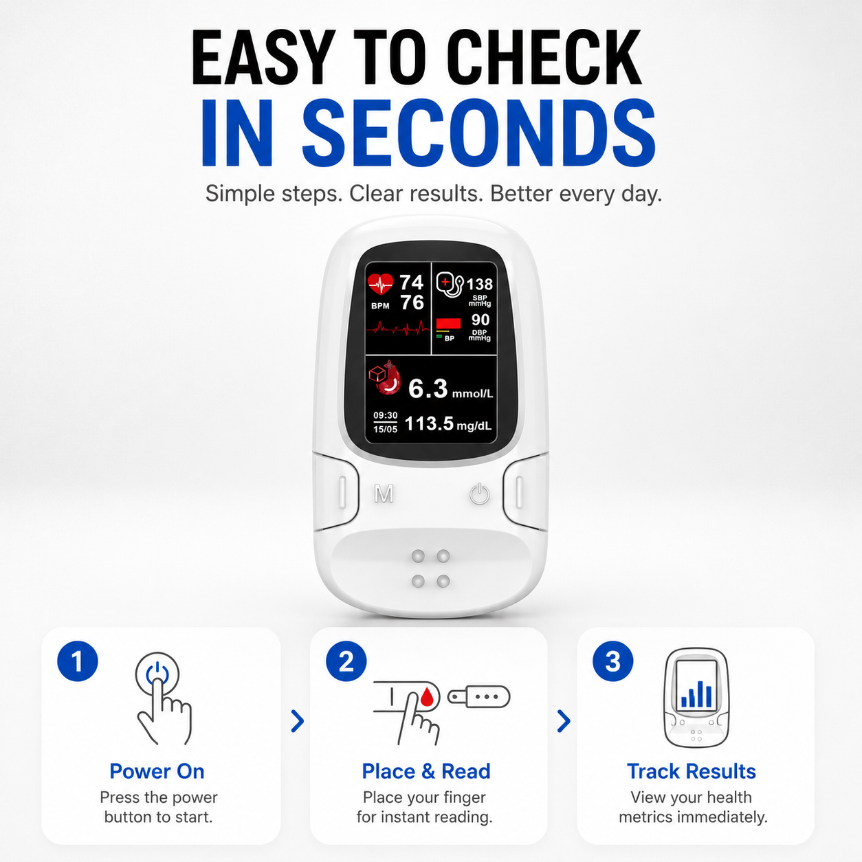 Multi-Function Health Monitoring Device – Easy At-Home Wellness Tracking