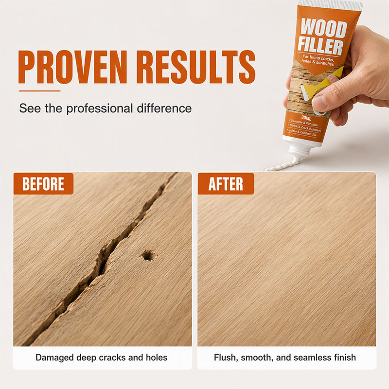 🔥49% OFF 2 Pack-Professional Wood Filler Repair Paste – Fill Cracks, Holes & Scratches