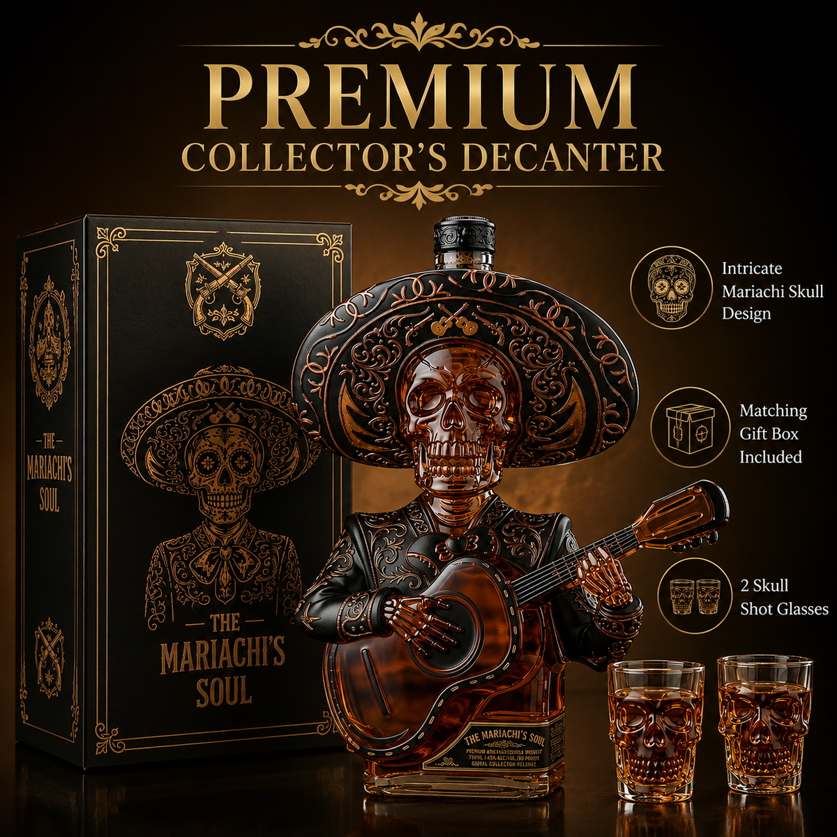 🥃 Limited-Time 50% OFF 💀 Mexican Mariachi Skeleton Decanter
