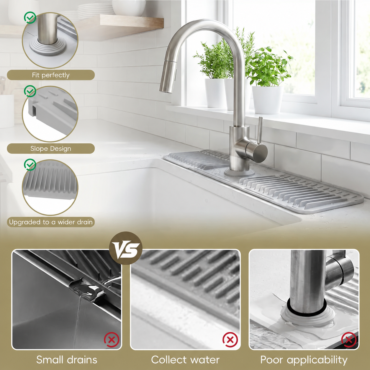 ✨ Self-Draining Faucet Mat – Keep Your Sink Counter Dry & Organized 48% OFF