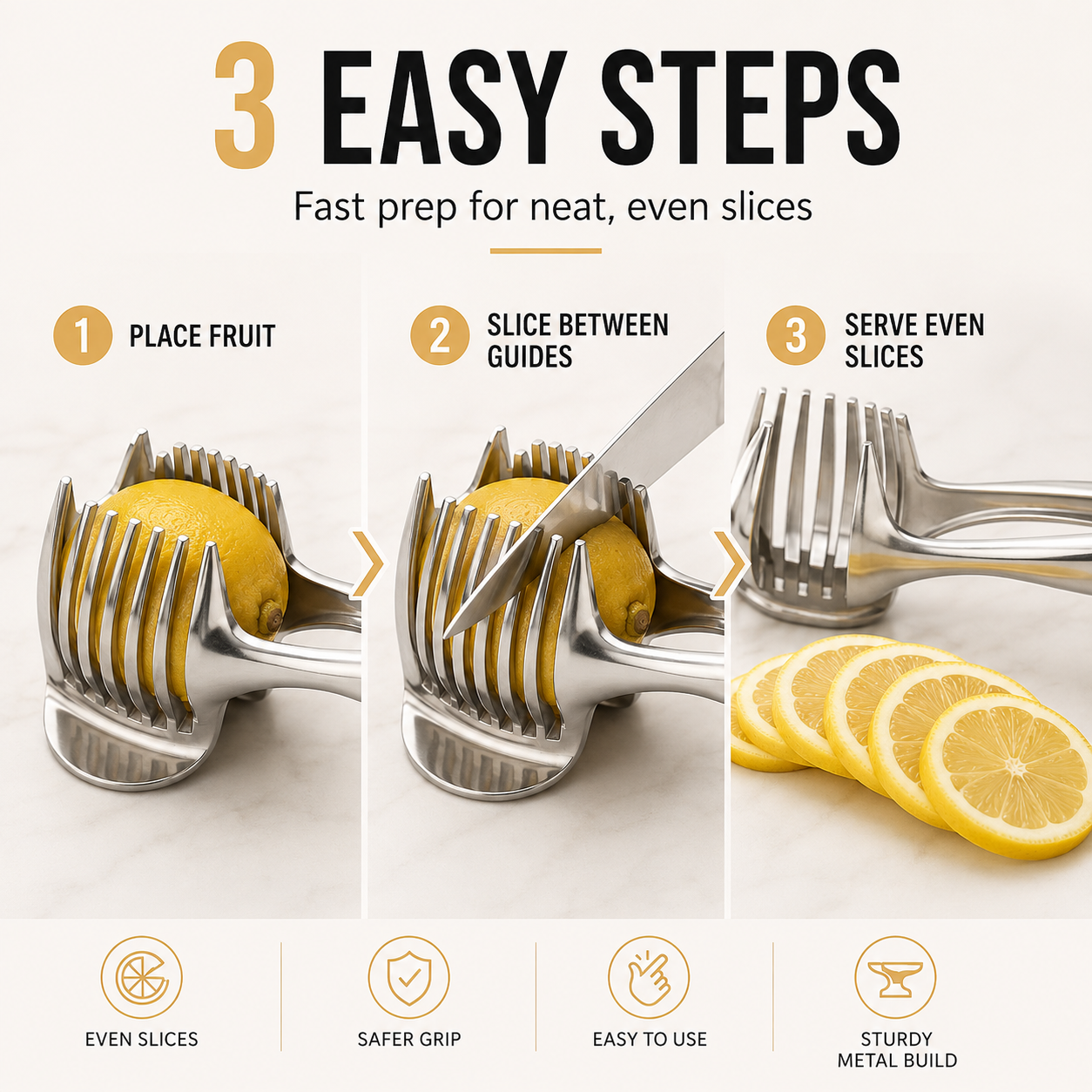 🔥 50% OFF Multi-Function Slicing Tong – Perfectly Even Slices in Seconds 🍅