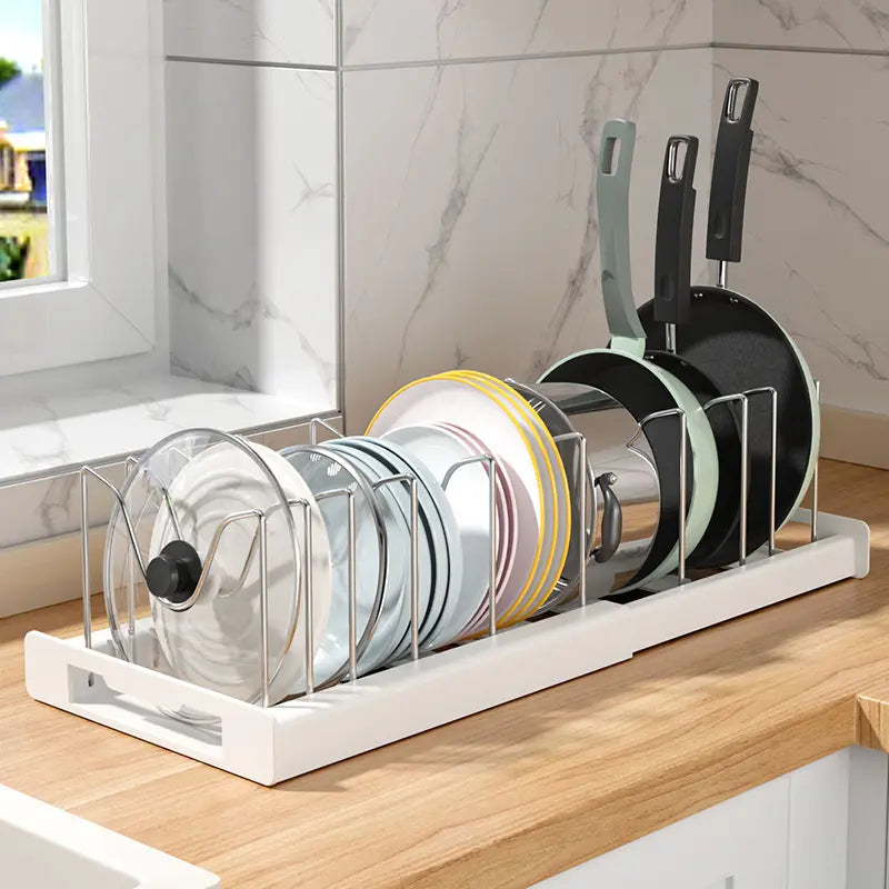🔥 49% OFF Expandable Pot & Lid Organizer – Turn Cabinet Chaos Into Order