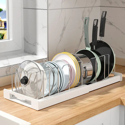🔥 49% OFF Expandable Pot & Lid Organizer – Turn Cabinet Chaos Into Order