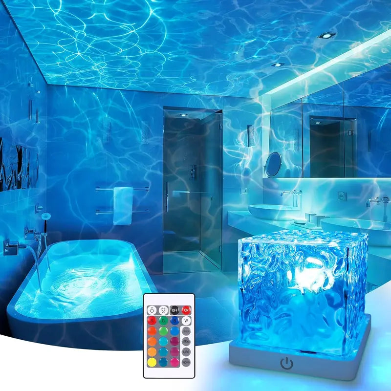 🌊 50% OFF Water Ripple Projector Lamp — 16 Colors, Remote Control & Dreamy Ocean Light Effects