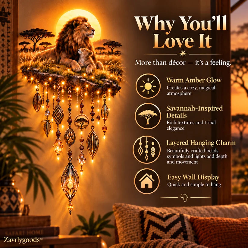 🔥Today 59% OFF🔥Majestic Savannah Family Glow™ – Lion & Cub Illuminated Wall Decor