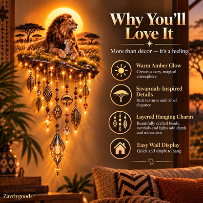 🔥Today 59% OFF🔥Majestic Savannah Family Glow™ – Lion & Cub Illuminated Wall Decor
