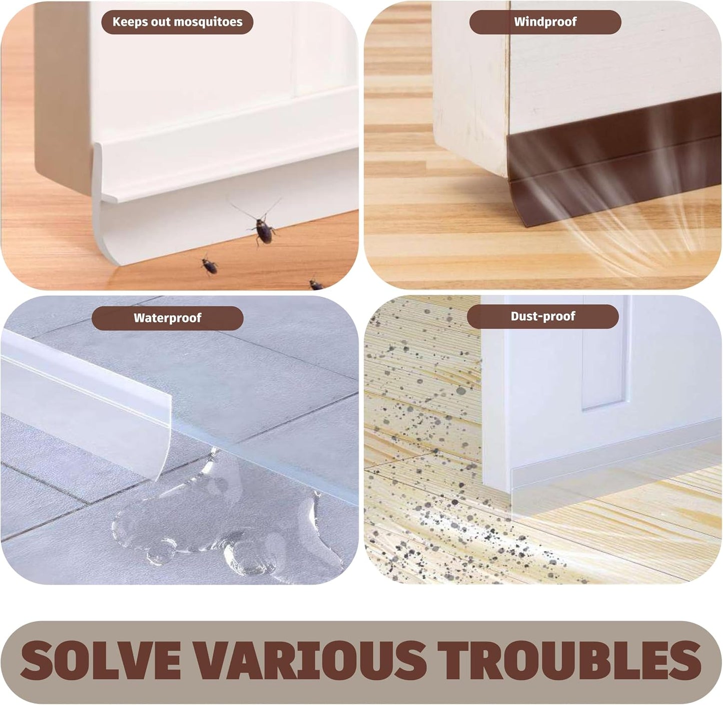 🔥 50% OFF 2 Pack-Transparent Door & Window Sealing Strip 🏠 Helps Block Drafts, Dust & Bugs