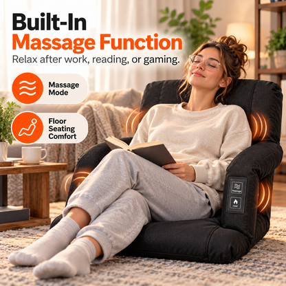 🔥 Heated Massage Portable Floor Chair with Backpack Carrying Straps & Armrests 🪑