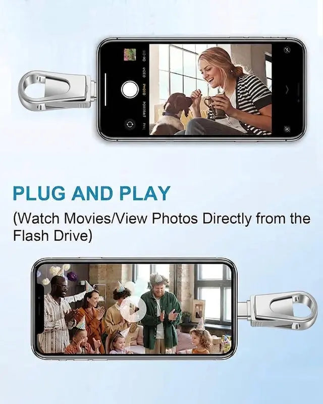 📱 3-in-1 Mobile USB 3.0 Flash Drive – USB-C, USB-A & Lightning File Transfer